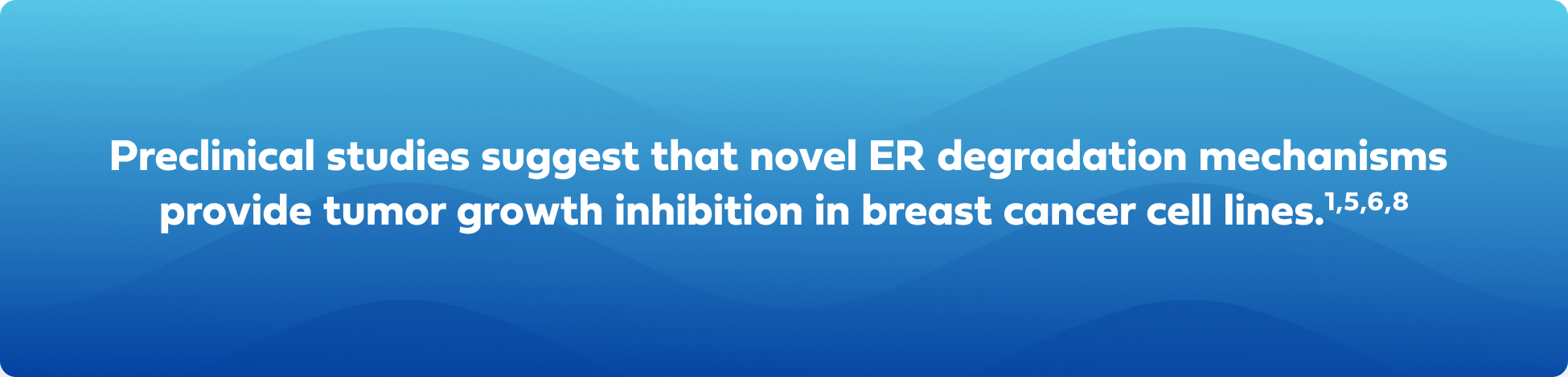 Preclinical studies suggest that novel ER degradation mechanisms may provide greater tumor growth inhibition in breast cancer cell lines.